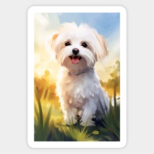 Adorable Maltese Dog on a Sunny Day Sticker